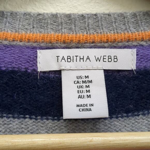 Tabitha Gray and Pink Crew Neck Sweater Cozy Knit size medium lambswool - Picture 3 of 5